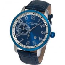 Stuhrling Original 229A.332U5C21 Mens Lineage Classic Automatic Stainless Steel Caseandamp;#44; Blue-Silver Dial on Blue Leather Strap