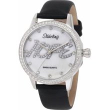Stuhrling Original 519H.11157 Womens andamp;apos;andamp;apos;Hopeandamp;apos;andamp;apos; Quartz with Stainless Steel Case White MOP Dial and Black Strap Watch