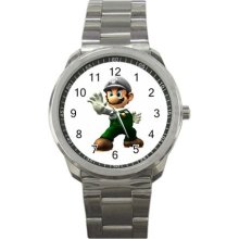 Super Mario Bros Sport Metal Watch IwB483 - Gray - Stainless Steel - cartoon