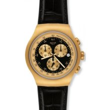 Swatch Golden Hide Black Mens Watch YOG403