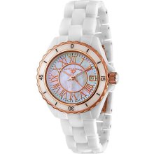 SWISS LEGEND Women's White High Tech Ceramic Rose Gold Tone Accent