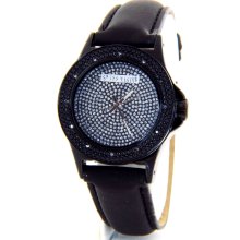 Swiss Master SWM019 Round Black Ionic Case Diamond Women's Watch