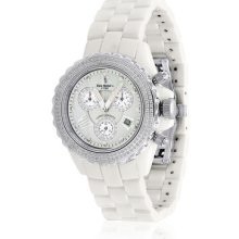 Techno By Jpm 1.35 Ct Total Pave Diamonds Ceramic Chronograph Watch