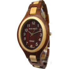 Tense Wood Womens Oval Sandalwood Wood Watch - Two-tone Bracelet - Dark Dial - L7301SMRA Tense Wood Womens Oval Sandalwood Wood Watch - Two-tone Bracelet - Dark Dial - L7301SMRA