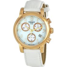 Tissot Ladies Chrono Mother Of Pearl Sapphire White Leather T0502173611200