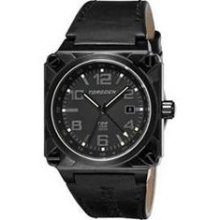 Torgoen Mens T26 Dual Time Stainless Watch - Black Leather Strap - Black Dial - T26106