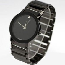 Trendy Sinobi Mens Black Paint Stainless Steel Bling Crystal Quartz Wrist Watch