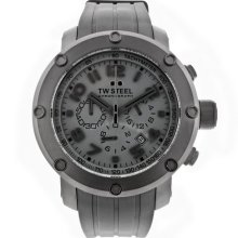 Tw Steel Unisex Quartz Watch With Black Dial Chronograph Display And Black Rubber Strap Tw128