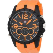 U.s. Polo Assn. Men S Us9057 Analog-digital Black Dial Orange Rubber Strap