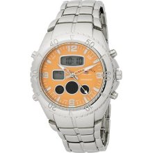 U.s. Polo Assn. Men's Us8446 Analog-digital Orange Dial Silver-tone Bracelet Wat