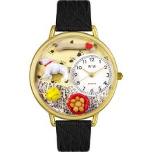 Unisex Bulldog Black Skin Leather and Goldtone Watch in Gold ...