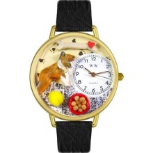 Unisex Collie Black Skin Leather and Goldtone Watch in Gold ...
