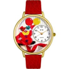 Unisex Happy Red Clown Red Leather and Goldtone Watch in Gold ...