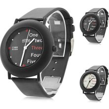 Unisex Leather Analog Quartz Wrist Watch 0689 (Black)