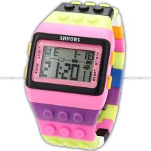 Unisex Mens Date Day Block Chronograph Digital Led Sport Waterproof Rubber Watch