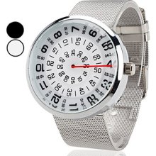 Unisex New Design Steel Quartz Analog Wrist Watch (Silver)
