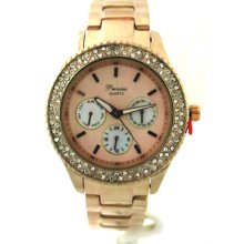 Unisex Princess Watch Big Pink Band & Face Stainlee Steel