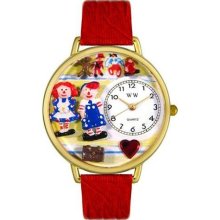 Unisex Raggedy Ann and Andy Navy Blue Leather and Goldtone Watch ...