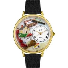 Unisex Realtor Black Skin Leather and Goldtone Watch in Gold ...