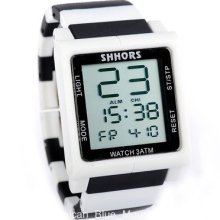 Unisex Trendy Touch Screen Digital Silicone Watch White Black Zebra