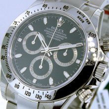 Unworn Mens Rolex Steel Daytona Black Dial 116520