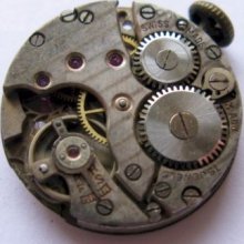 Used Swiss Early Fef Round Watch Movement 15 Jewels