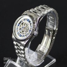 Vegan Layd/women Blue Skeleton Auto Mechanical Watch Freeship