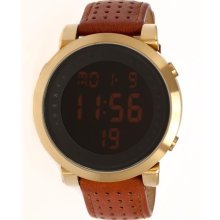 Vestal Mens Digital Doppler Stainless Watch - Brown Leather Strap - Black Dial - DDL003