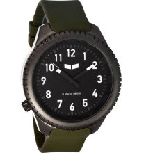 Vestal Mens Utilitarian Analog Stainless Watch - Green Rubber Strap - Black Dial - UTL005
