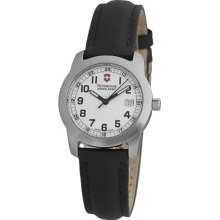 Victorinox Swiss Army Unisex Quartz Watch With White Dial Analogue Display And Black Leather Strap 24995.Cb