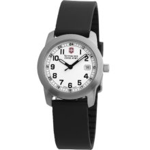 Victorinox Swiss Army Unisex Quartz Watch With White Dial Analogue Display And Black Rubber Strap 24975.Cb