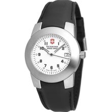 Victorinox Swiss Army Unisex Quartz Watch With White Dial Analogue Display And Black Leather Strap V.25968.Cb