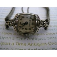 Vintage 14k Solid Gold Hallmark Mechanical Ladies 17 Jewels Watch W/ Diamonds