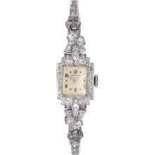 Vintage 1940's Hamilton 14k White Gold & Diamond Ladies Dress Watch