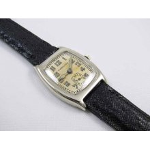 Vintage Art Deco Hamilton Langley 14k Solid White Gold tonneau wrist watch