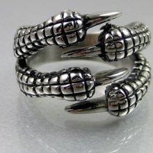 Vintage Biker Mens Black Silver Stainless Steel Dragon Sharp Claw Ring