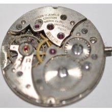 Vintage Croton W Sub Dial Wrist Movement 17 Jewels S/n N14/c2462 971