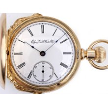 Vintage Elgin 14k Yellow Gold Box Hinge Pocket Watch