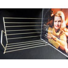 Vintage Gold Tone Metal Record Holder LP 33 45 78rpm Sleek Atomic Eames Era Mad Men Rare 1950's 60's