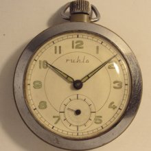 Vintage military RUHLA caliber UMK 83 plastic case GDR pocket watch 1960s