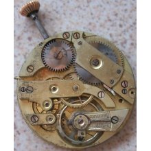 Vintage Pocket Watch Movement & Dial 43 Mm. In Diameter Stem To 3 Running