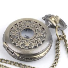 Vintage Style Brass Pocket Watch Antique Chain Necklace By 81stgeneration