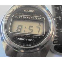 Vintage Unusual Casiotron Lcd Calendar Watch Runs Band