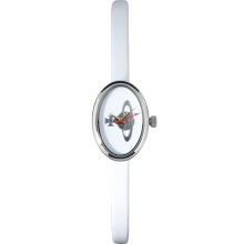 Vivienne Westwood Medal Orb White Leather Strap Watch White