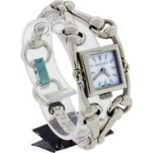 W/ Tags Gucci Stainless Steel Square White Mop Dial Ladies Watch Model 116.5