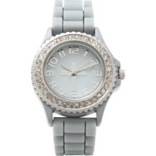 Watch, Silicone Wristband with Cross, Silver, Small