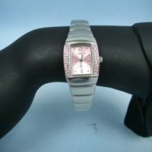 Watchit Ladies Pink Dial/crystal Bracelet Watch