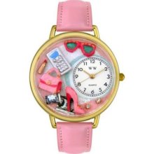 Whimsical Watches Mid-Size Japanese Quartz Shopper Mom Pink Leather Strap Watch