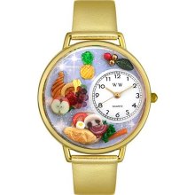 Whimsical Watches Unisex Holiday Feast in Gold G1220037 Gold Leather Quartz Watch with White Dial