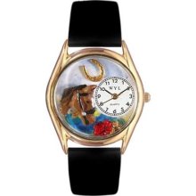 Whimsical Womens Horse Head Black Leather And Goldtone Watch #C01 ...